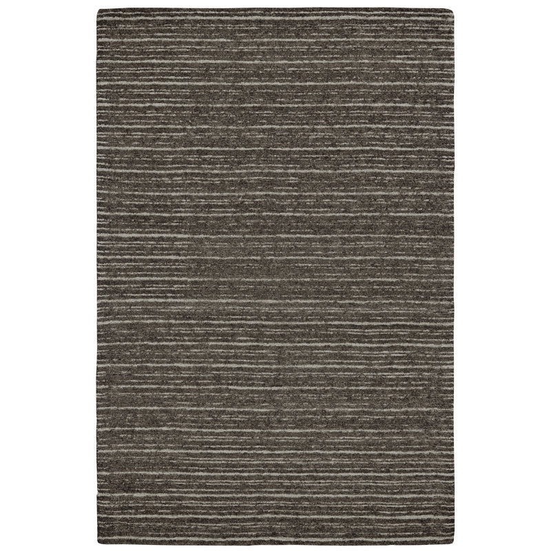 Tapis rayé en laine touffeté à la main graphite Amherst, Rectangle 5 pi x 8 pi