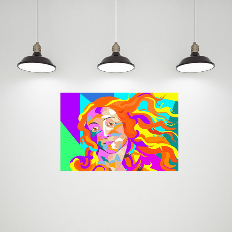 Aphrodite, naissance de Vénus, art acrylique, H 24 po x l 36 po x P 1 po, Cadre argenté