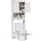 Datonye 66" Freestanding Over-The-Toilet Storage Cabinet with Adjustable Shelves and 2 Doors – Engineered Wood Bathroom Organizer