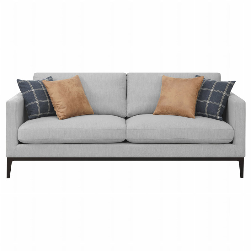 Canapé moderne à dossier coussiné gris clair avec coussins