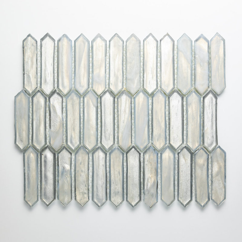 Luxor 1" x 3.5" Glass Novelty Mosaic Wall Tile, Silver Cloud
