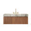 Meuble-lavabo et lavabo flottant 48 po Modern, rangement en contreplaqué avec cuve en céramique, plateau en pierre gris