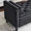 Tabouret de chambre en velours 44,5 pouces avec garniture cloutée et rangement, fenêtre noire moderne-1420463419