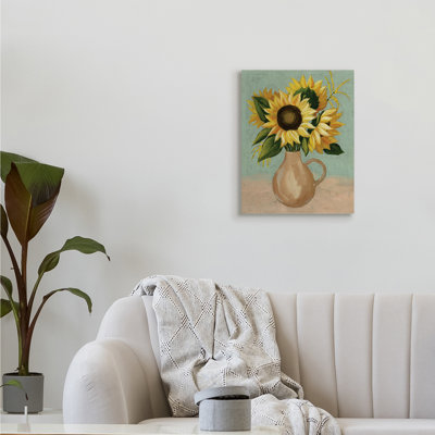 Bouquet de tournesols d'été dans un pichet campagne brune par Grace Popp - impression