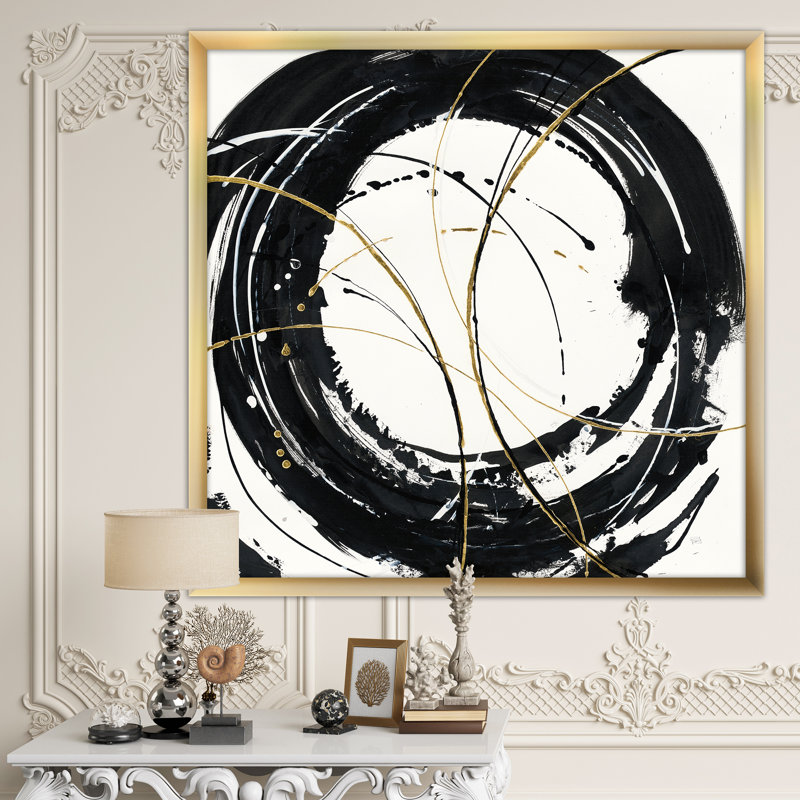 «Gold Metallic Circle», reproduction sur toile encadrée, H 30 po x l 30 po x P 1 po, Cadre doré
