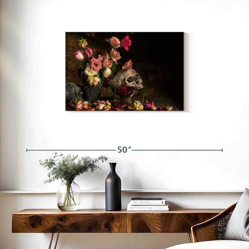 Crâne floral élégant, H 20 po x l 30 po