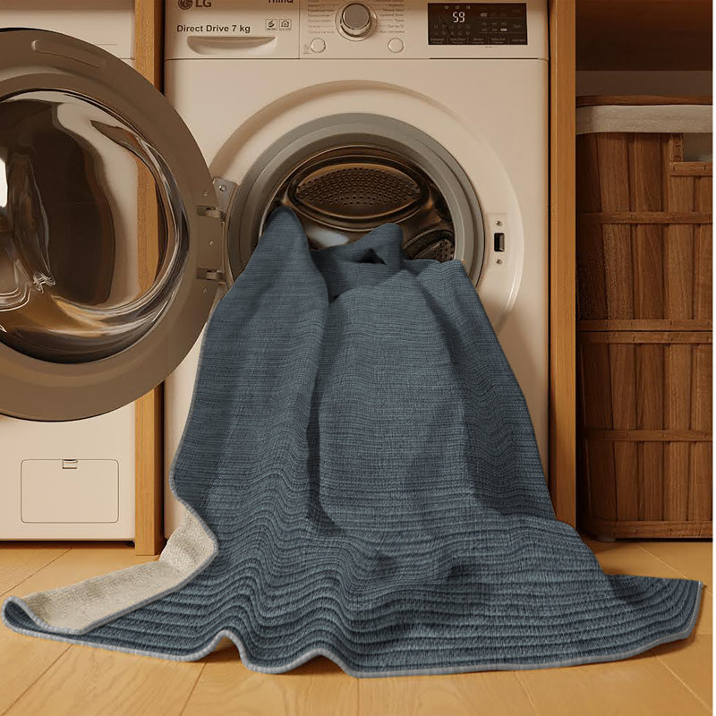 Machine Washable Solid Grey Area Rug, Rectangle 7' x 10'