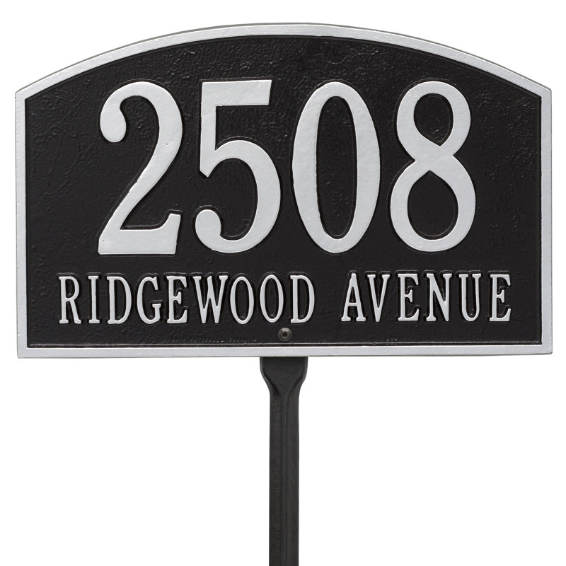 Legacy 2-Line Lawn Address Sign, Black / Silver, Yes