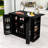 Kitchen Island with Foldable Top, Power Outlet and Wine Rack-1372614626
