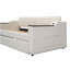Lit de jour simple rembourré avec accoudoirs de rangement, gigogne et design USB, beige