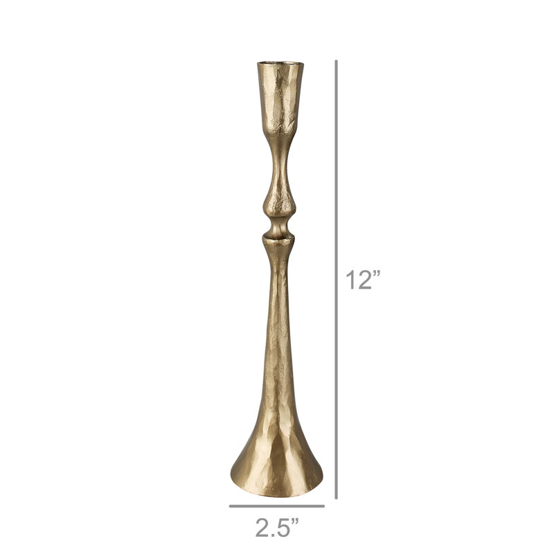 Metal Tabletop Candlestick, 12" H x 2.5" W x 2.5" D