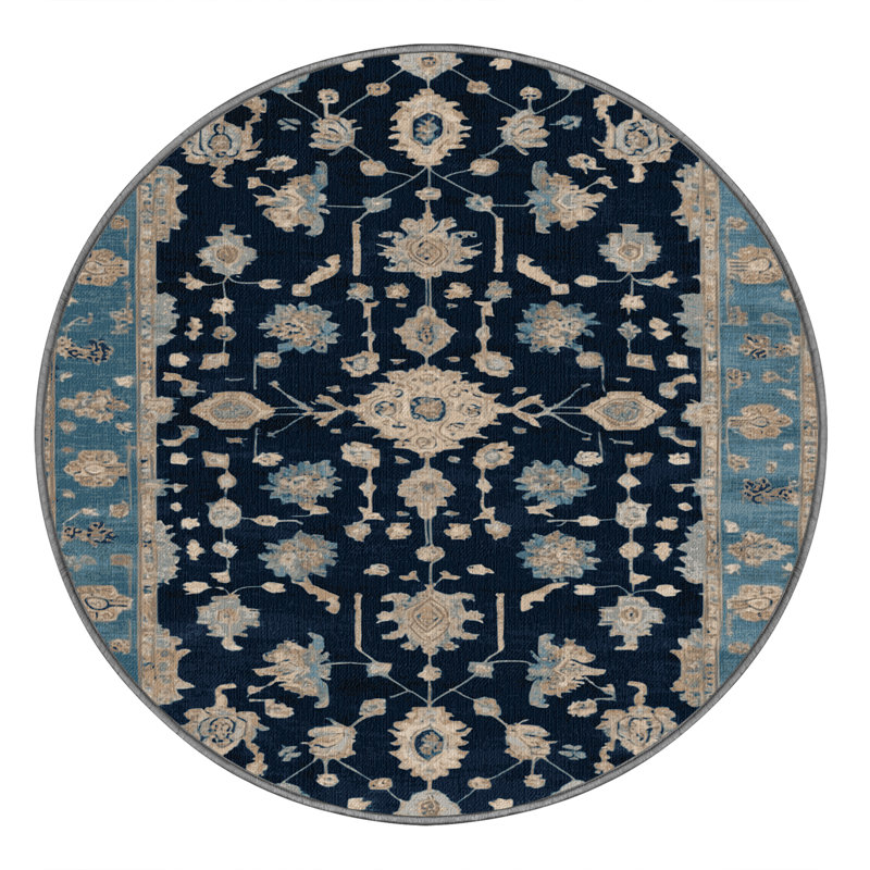 Tapis gris lavable à la machine, Rond 4 pi