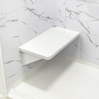 Ella 26 in. W Rectangular Corner Acrylic Shower Seat in White