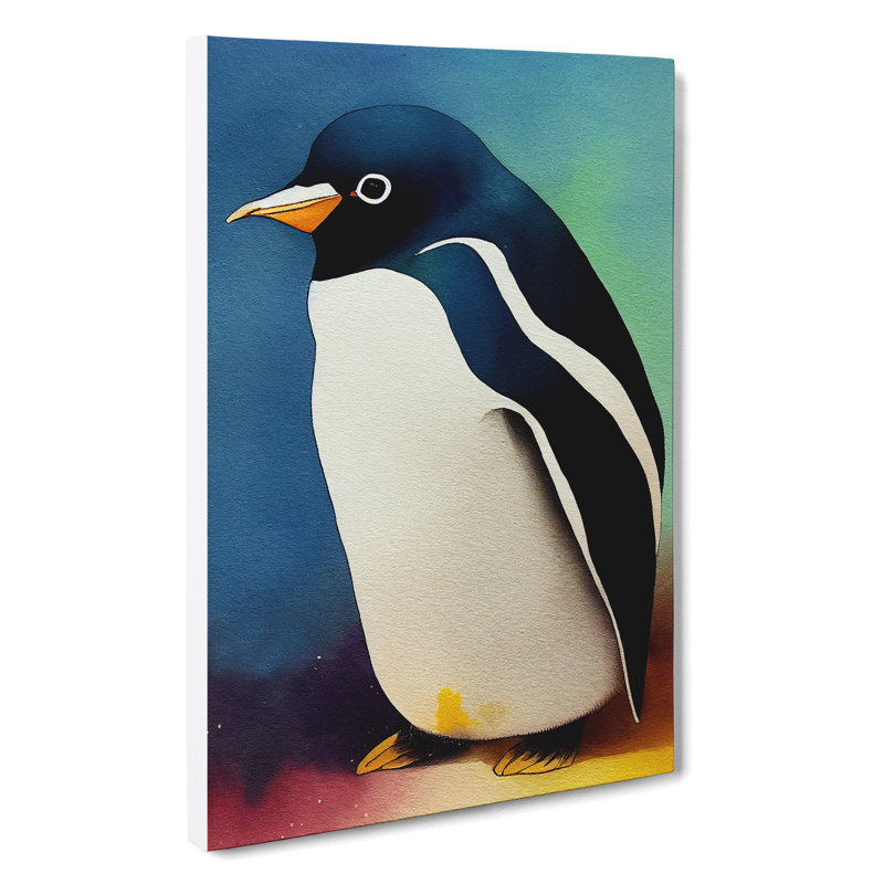 Watercolour Penguin No.3 - Wrapped Canvas, 50cm H x 35cm W x 3cm D