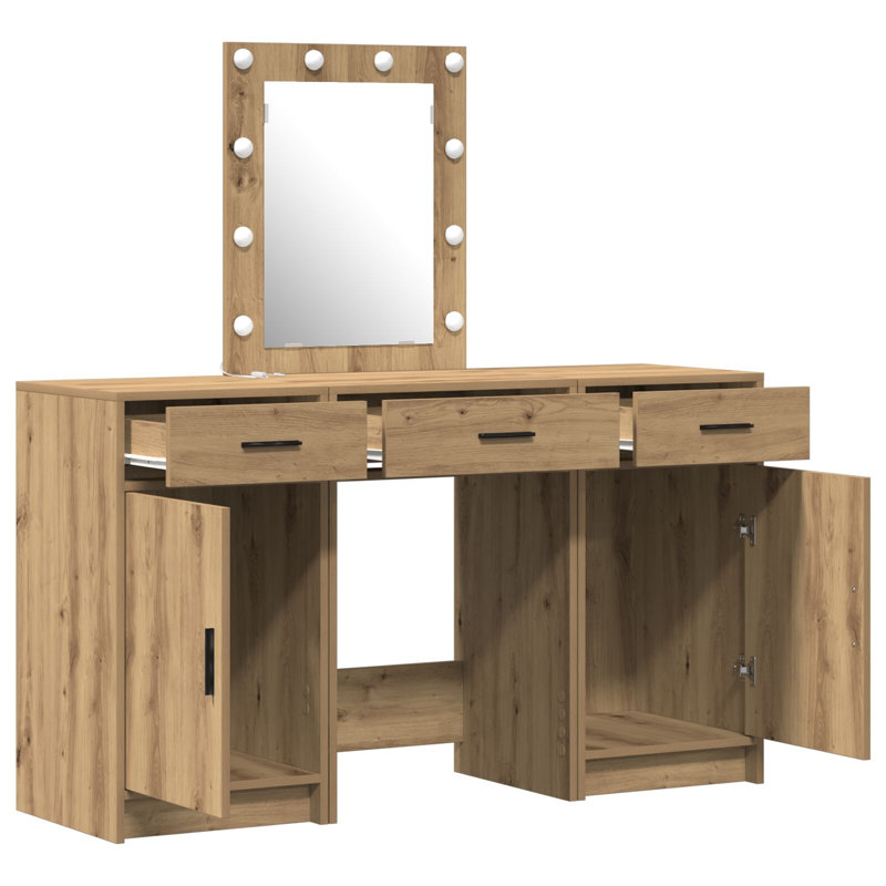 Dressing Table with Mirror, Artisan Oak