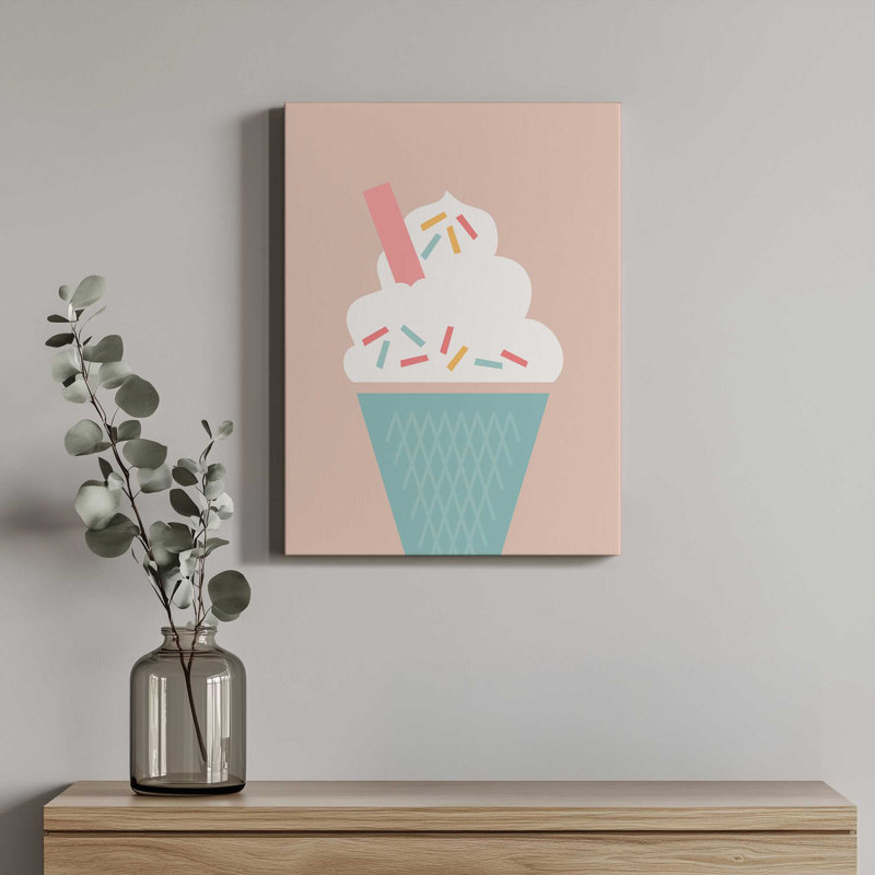 «Ice Cream Peach» par The Old Art Studio, reproduction, L 12 po x H 16 po, Toile tendue, Does Not Apply