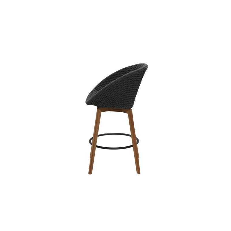 Peacock 29.2" Patio Bar Stool with Cushion, Dark Gray