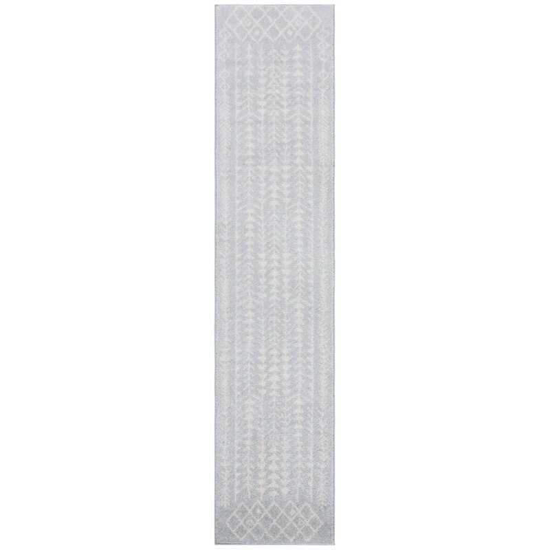 Tapis gris clair / ivoire Dickinson Southwestern, Tapis de couloir 2 pi x 9 pi