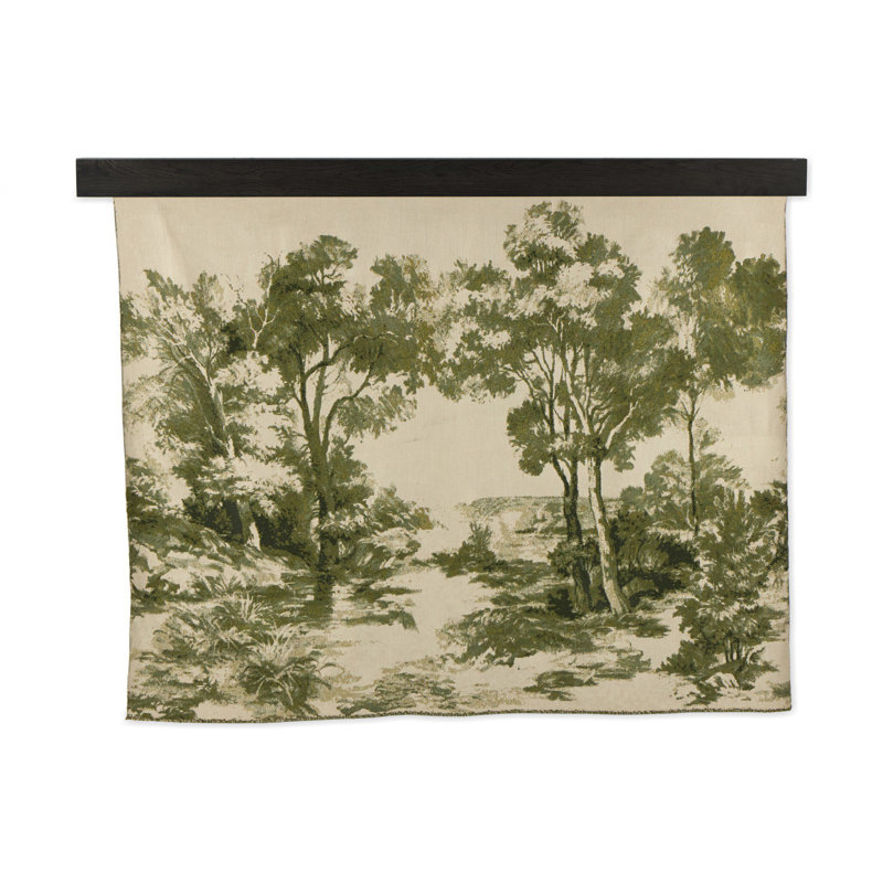 Toile Solid Wood Wall Hanging, Smoked Black/Toile Moss