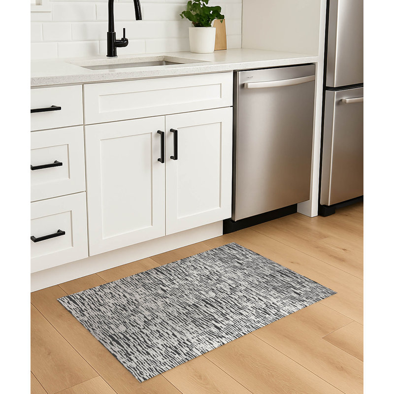 Tapis de cuisine Strands, Rectangulaire 2 pi x 3 pi, Ivoire/gris anthracite