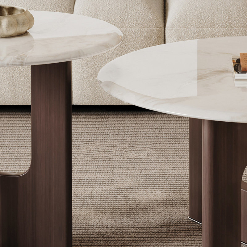 Table basse Luxury, Blanc / Gris, H 15,7 po x l 35,4 po x P 35,4 po