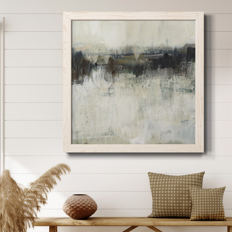«Neutral Horizon Line I», toile encadrée de qualité supérieure - prête à être accrochée, Cadre en érable