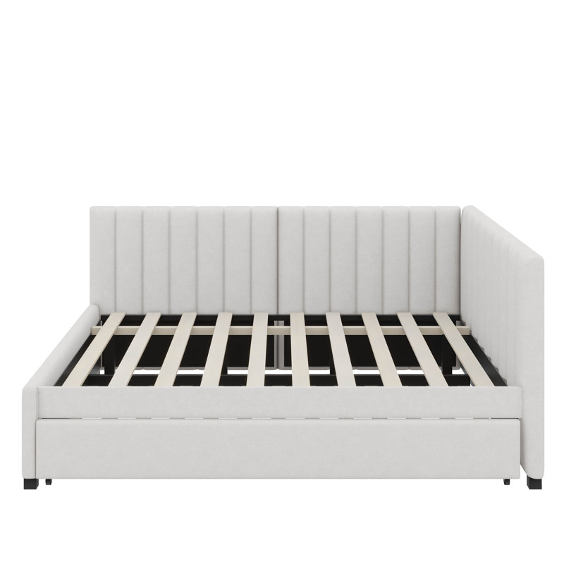 Lit de jour double avec lit gigogne, Beige