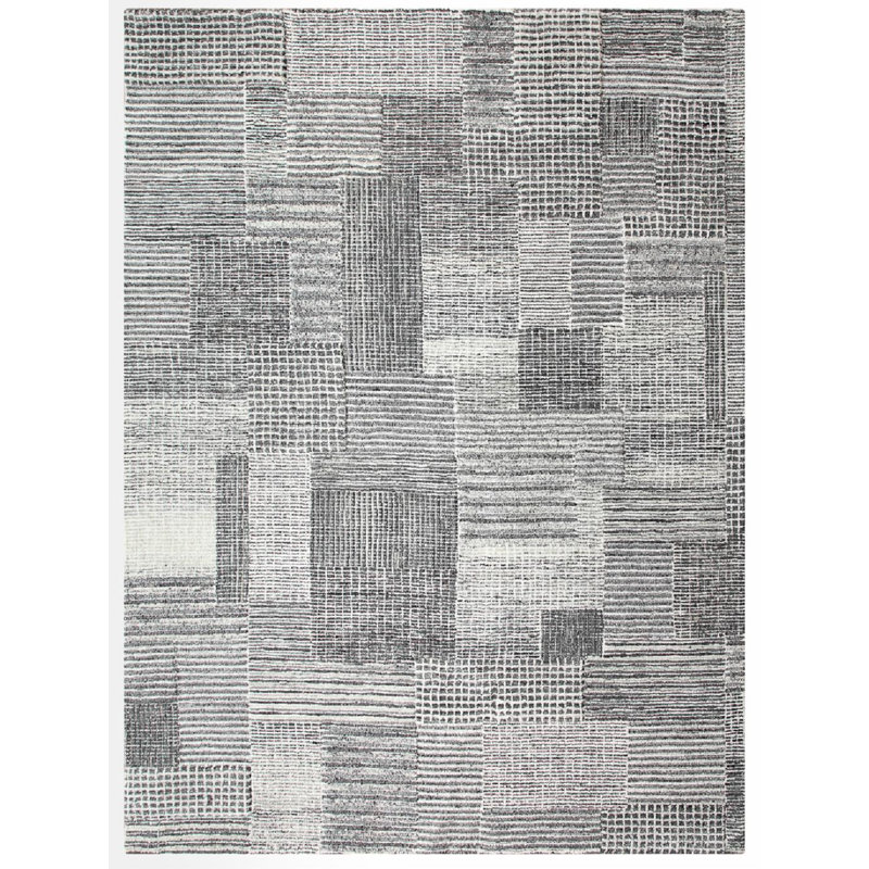 Tapis rectangulaire gris / noir / ivoire Zahi, Rectangle 12 pi x 15 pi