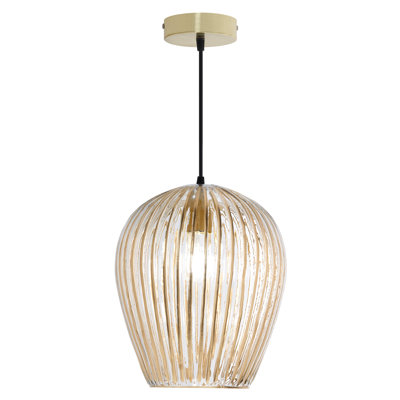 10.75"W Zoe Modern Clear And Gold Dome Shade Pendant