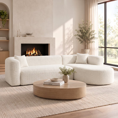 109.4" Modular Sectional Sofa, Modern Curved Back Chenille Cloud Couch, L-Shaped Boneless Sofa with 2 Throw Pillows, Reconfigurable Upholstered Sofa for Living Room