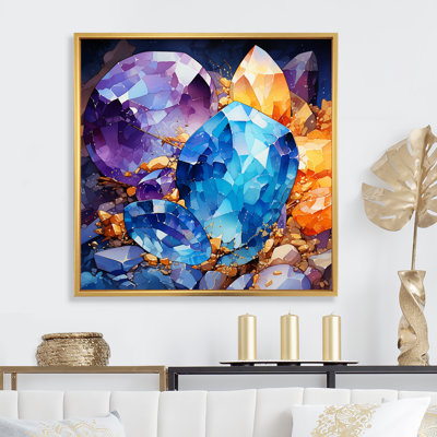 Blue Crystal Stone Core II - Stone Geode Wall Art
