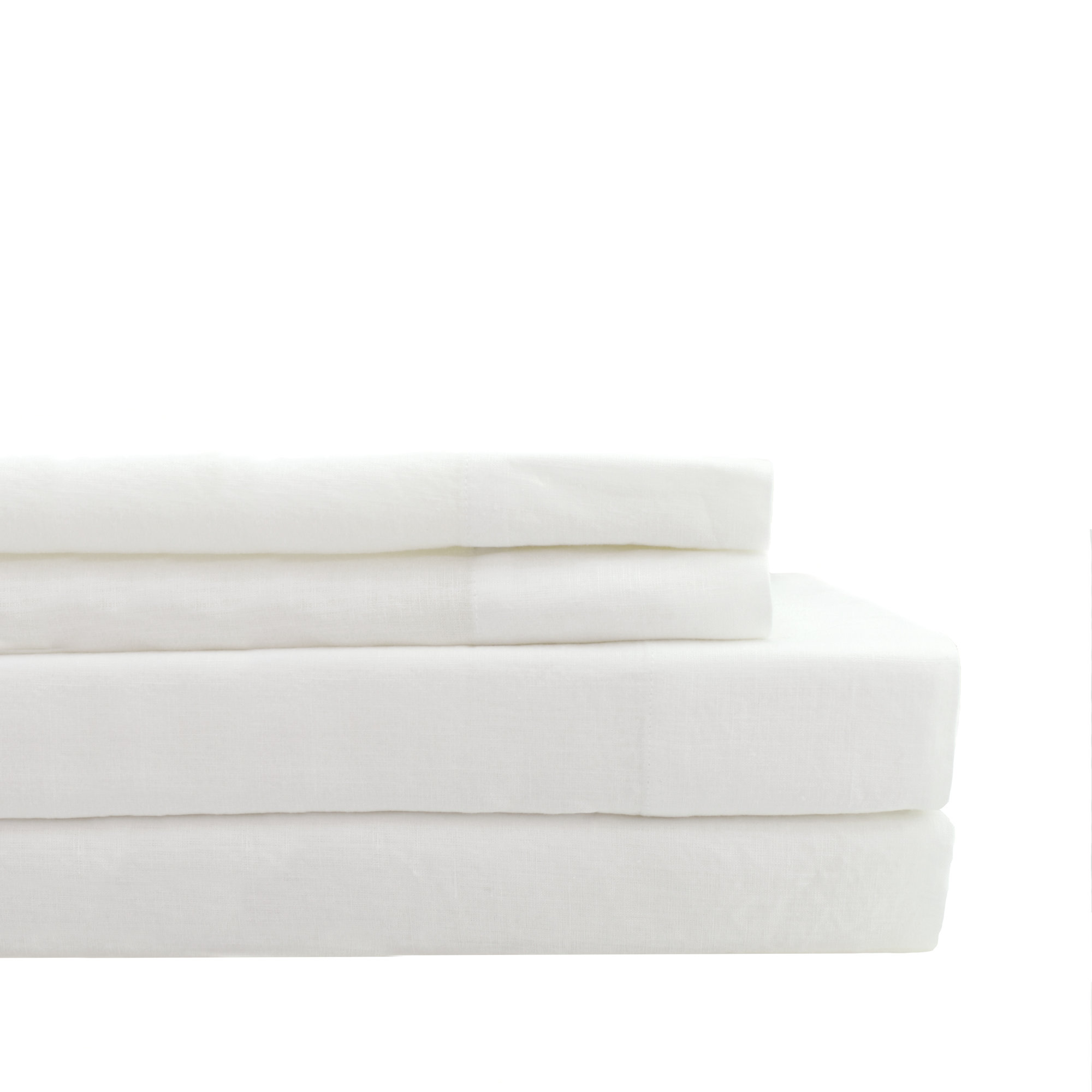 100% Linen Sheet Set, White, Full Sheet Set with 2 Pillowcases