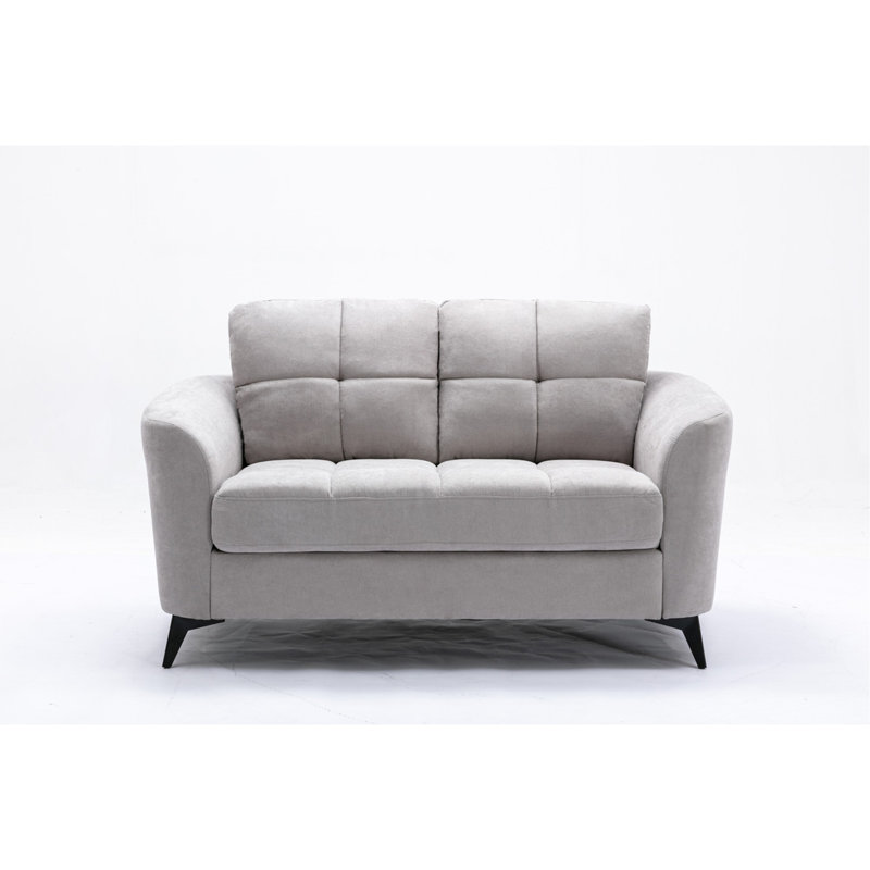 Causeuse 60 po en tissu tissé gris clair, Gris clair
