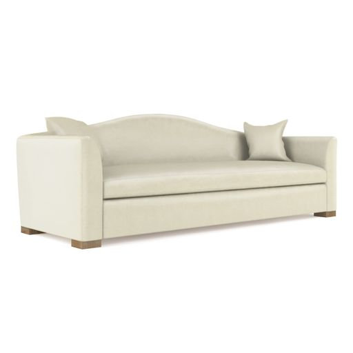 Horatio Camelback Taper Curved-Arm Sofa, Box Weave Linen Alabaster, 33" H x 96" W x 36" D, Weathered