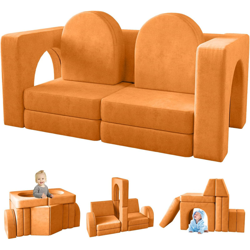 Canapé pour enfants Camborne, H 21,3 po x l 50,4 po x P 25,2 po, Marron clair