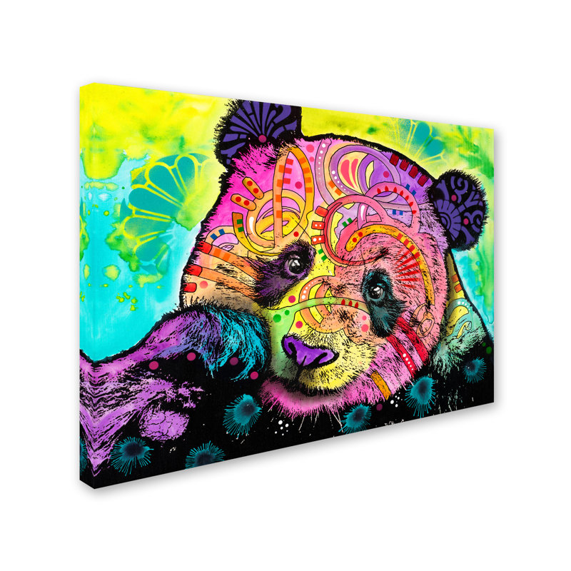 « psychédélique panda », reproduction d’impression sur toile tendue, H 18 po x l 24 po