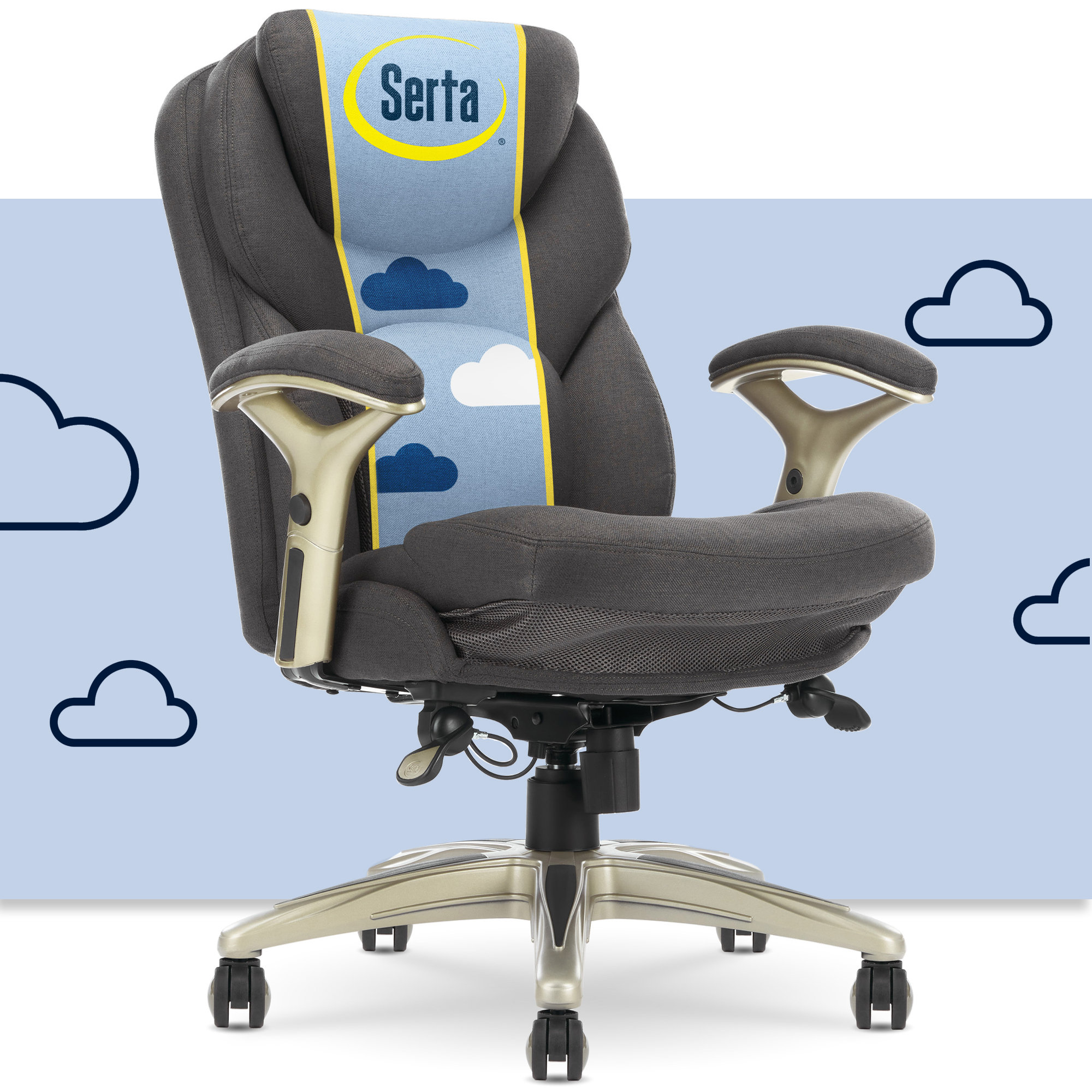 Serta Works Executive Office Chair with Back in Motion Technology Light Gray