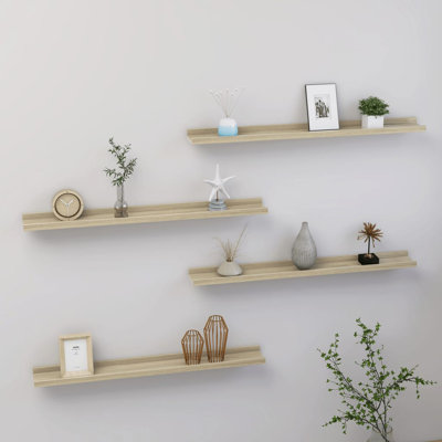 Latitude Run® Wall Shelves 4 Pcs Sonoma Oak 45.3"X3.5"X1.2"