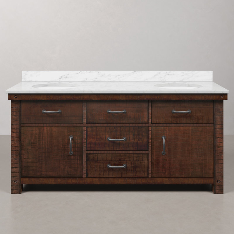 Aberdeen 72'' W Double Vanity, Carrara White, Rostic Sienna