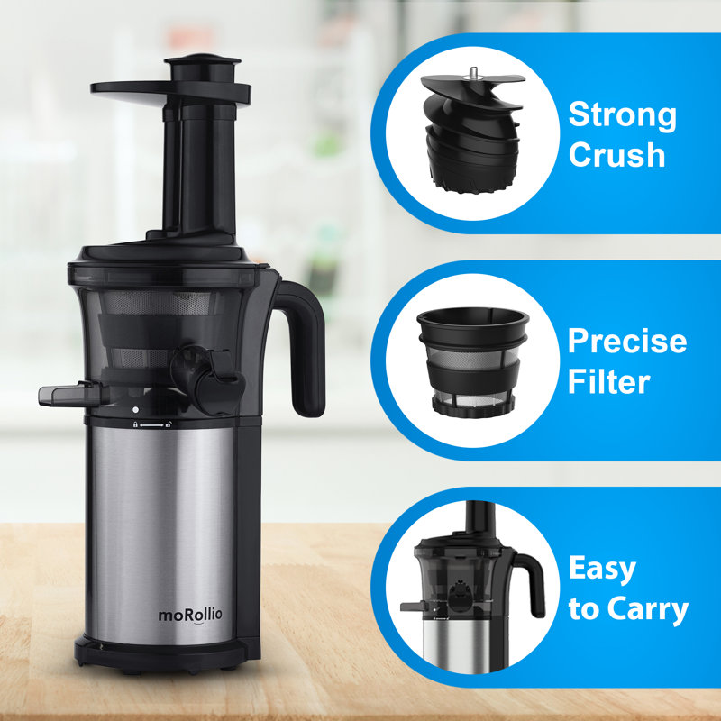 moRollio Cold Press Juicer; Powerful 200W Slow Masticating Juicer Machine