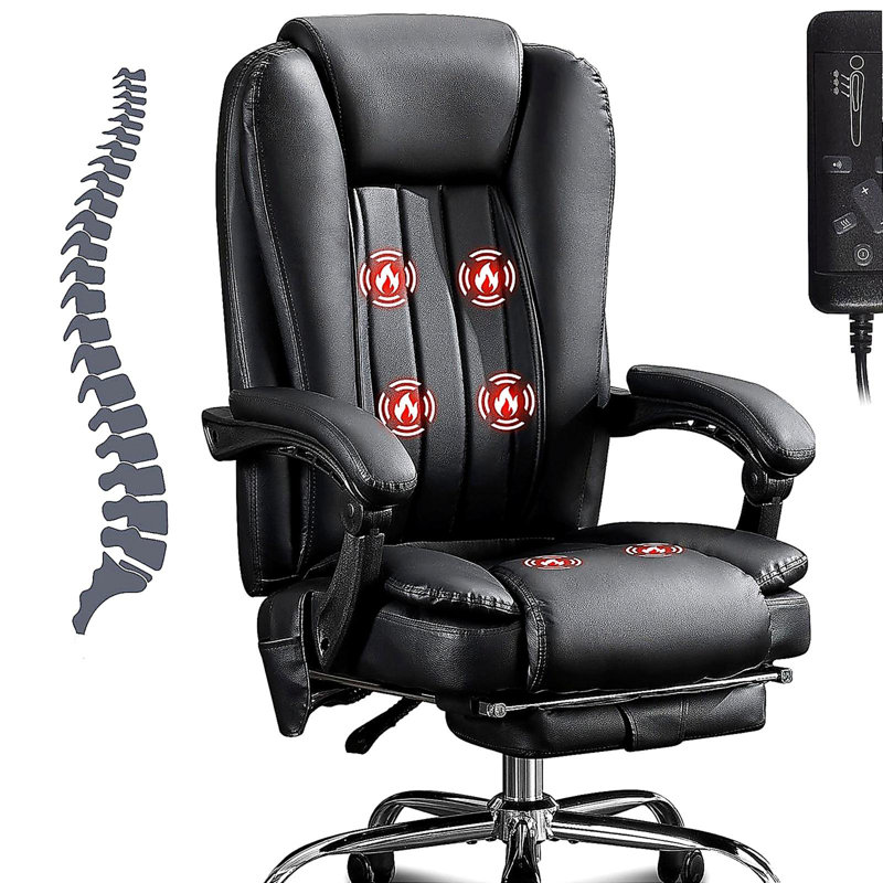 Fauteuil de massage avec chauffeur et 6 points de vibration, avec repose-pieds et accoudoirs rembourrés, fauteuil de direction avec dossier inclinable et roulettes
