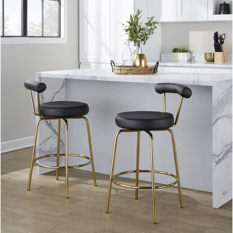 Rhonda 26" Fixed-Height Counter Stool - Set of 2, Black