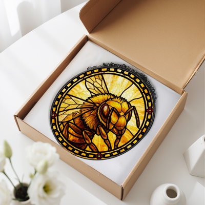 Panneau de vitrail abeille 12 "H 12"