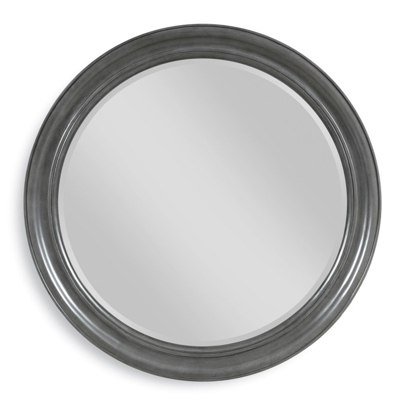 Redonde Wood Flat Wall Mirror, Charcoal