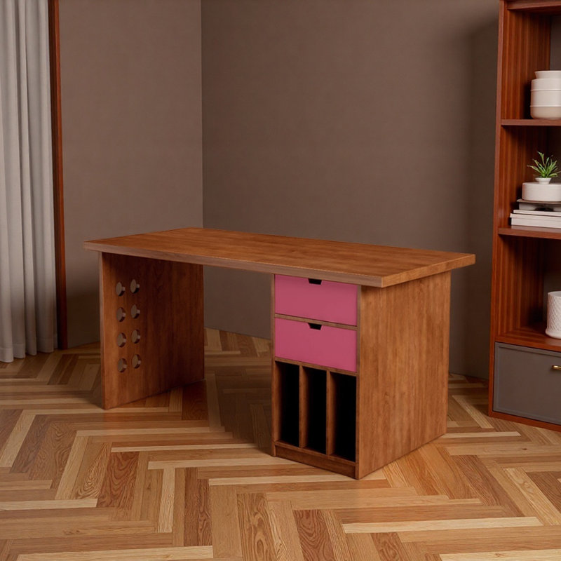 Bureau d'écriture rétro avec rangement en buis durable, H 29,52 po x l 70,86 po x P 31,49 po