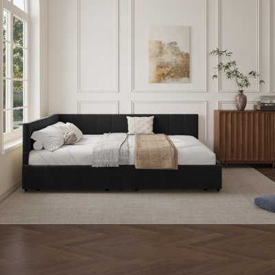 Upholstered Daybed With Backrest, Reversible Armrests, And Storage Drawers