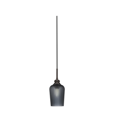 Mini-luminaire suspendu avec cordon Edge et verre texturé fumé 5 po