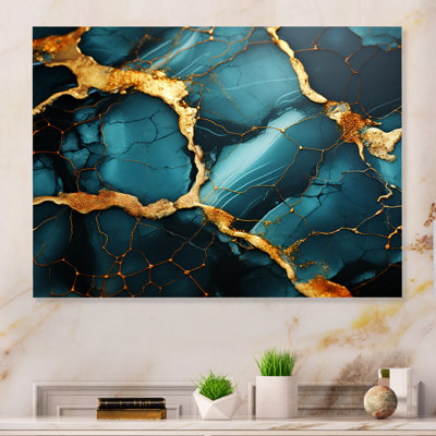 Green And Gold Topaz Agate Granite I - Abstract Metal Wall Art Print