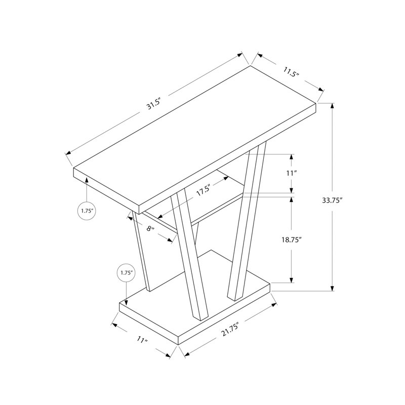 Table d'appoint étroite en stratifié blanc de style contemporain Corvin, parfaite comme console ou table de canapé, dans un vestibule, un salon ou une chambre à coucher
