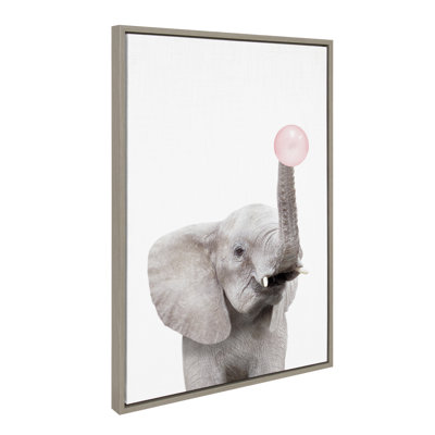 Bubble Gum Elephant by Amy Peterson Framed Canvas Wall Art Print